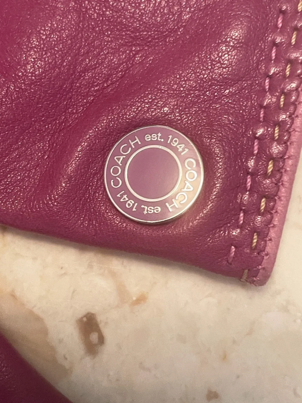 Coach Leather & Cashmere Gloves Purple Long Sz 7.5